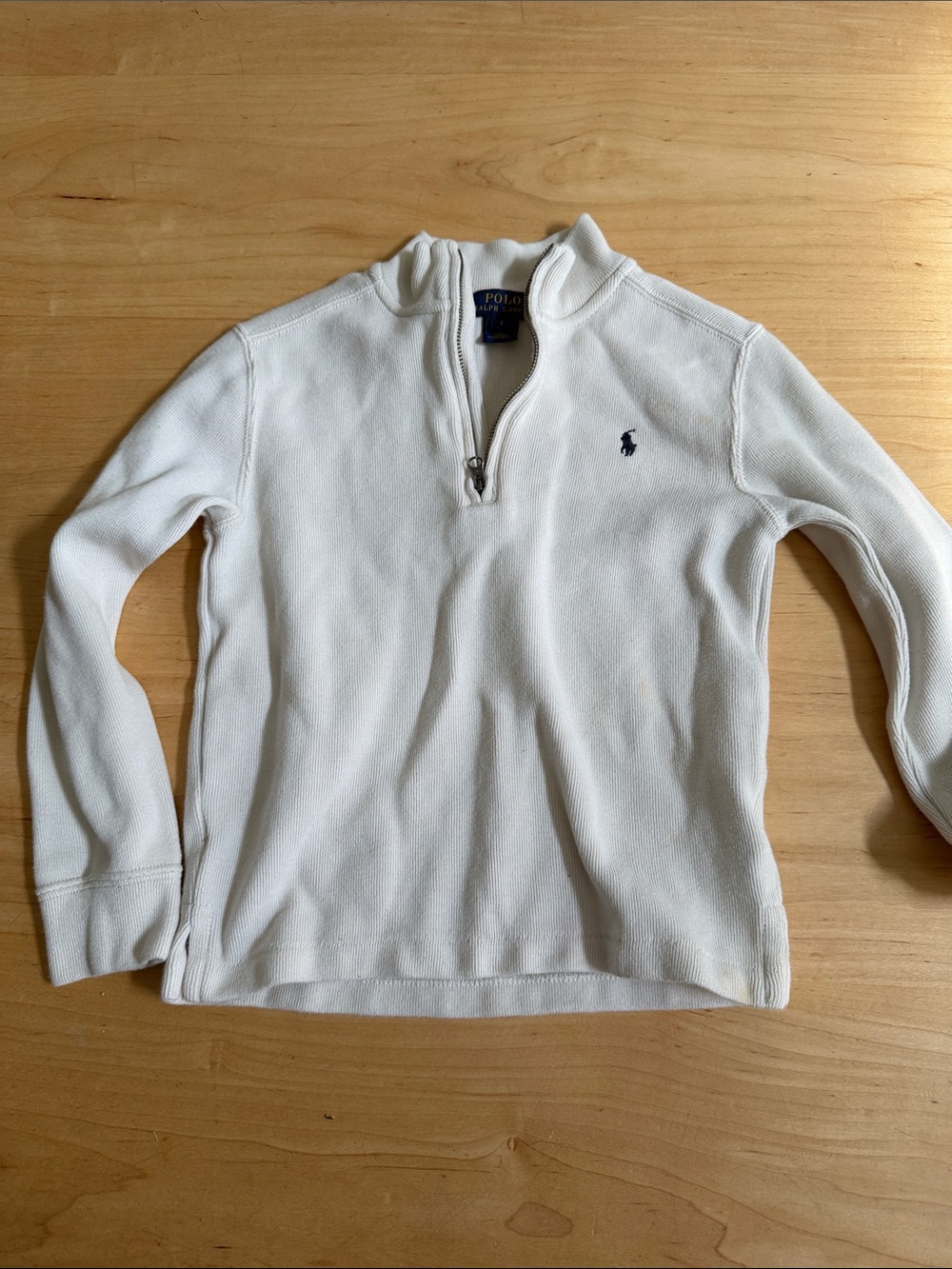 Polo by Ralph Lauren White Half-Zip Sweater with Navy Pony